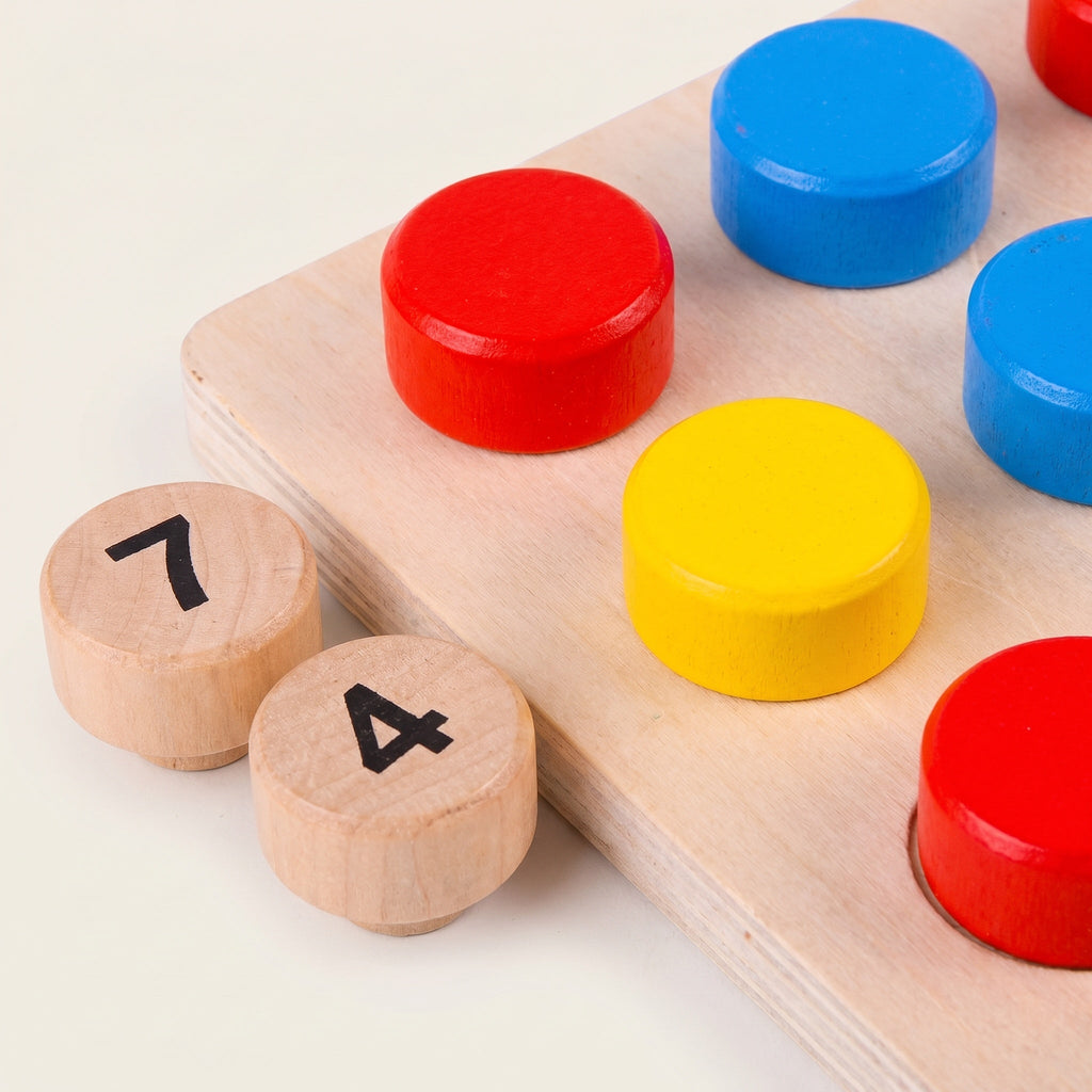 Wooden Montessori Game for Learning Numbers and Colors