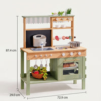 Wooden Montessori Kitchen with Sink, Oven, and Accessories