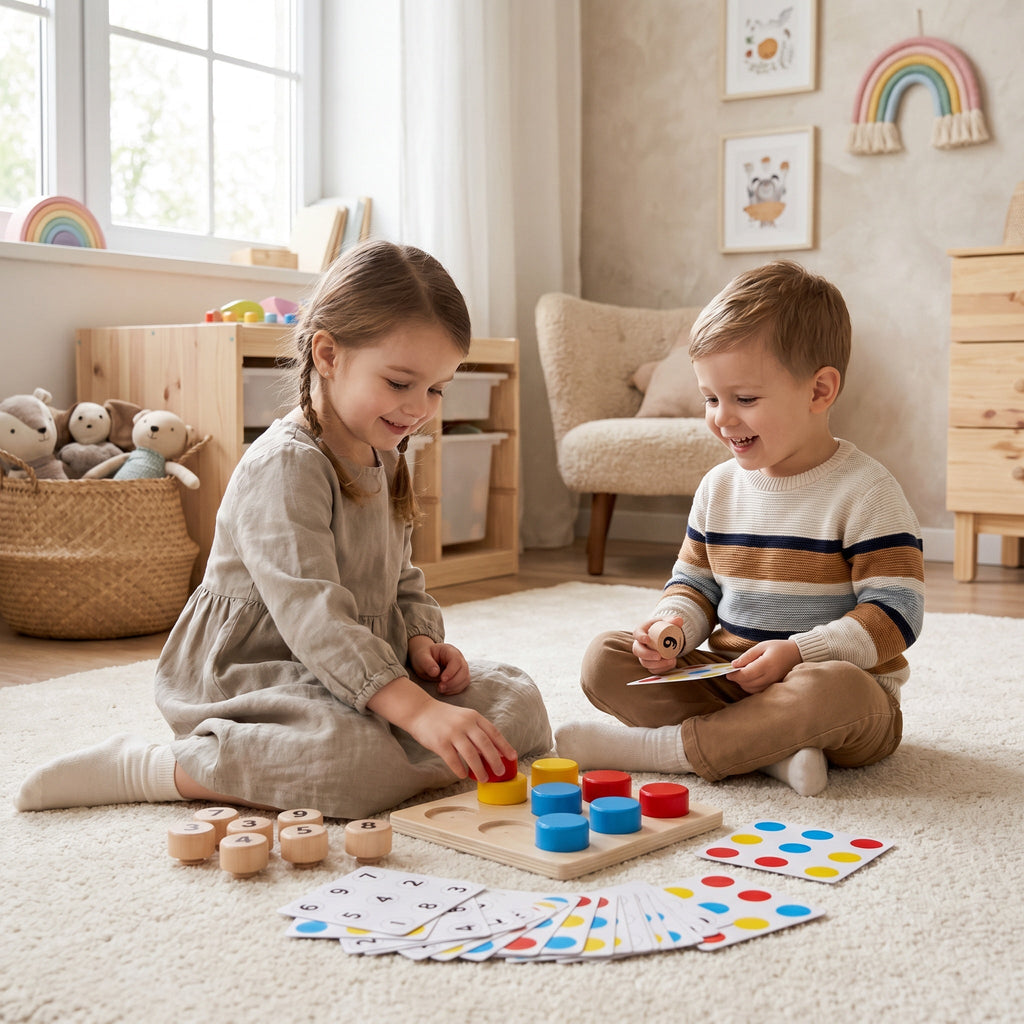 Wooden Montessori Game for Learning Numbers and Colors