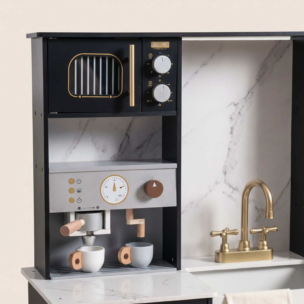 Wooden Montessori Kitchen with Sink and Storage