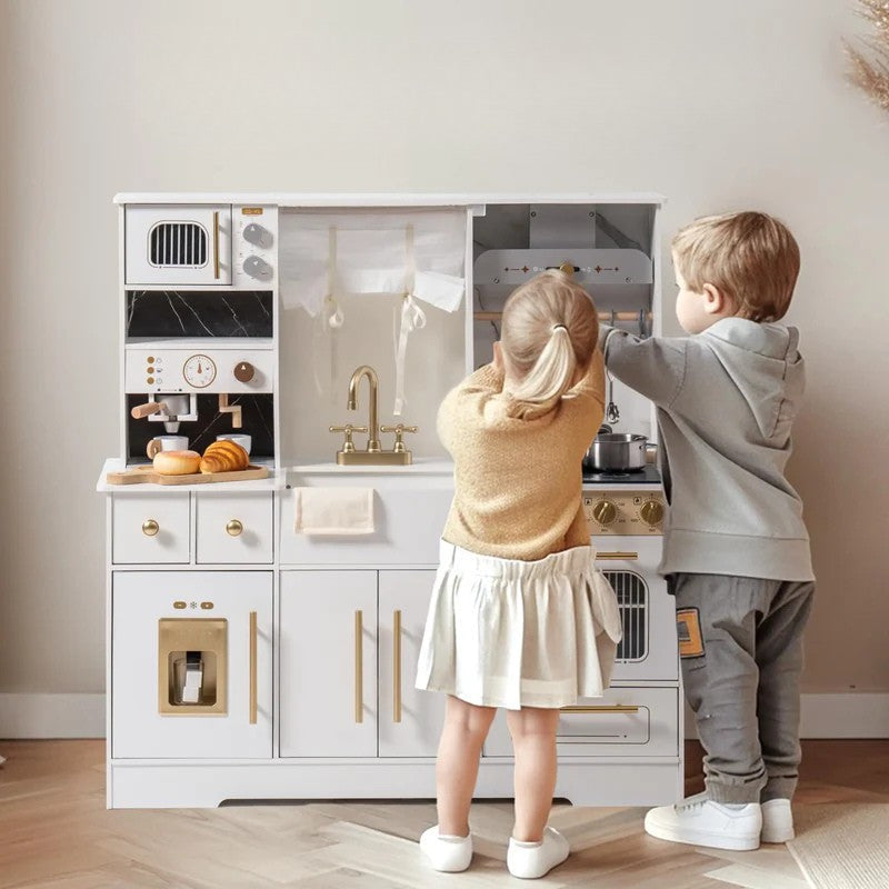 Wooden Montessori Kitchen with Sink and Storage