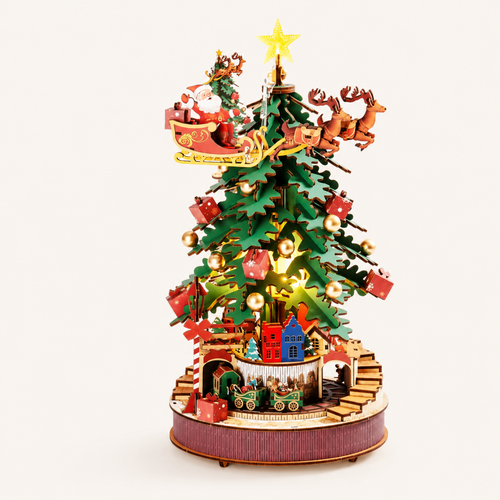 3D Wooden Puzzle Christmas Tree Music Box Kit
