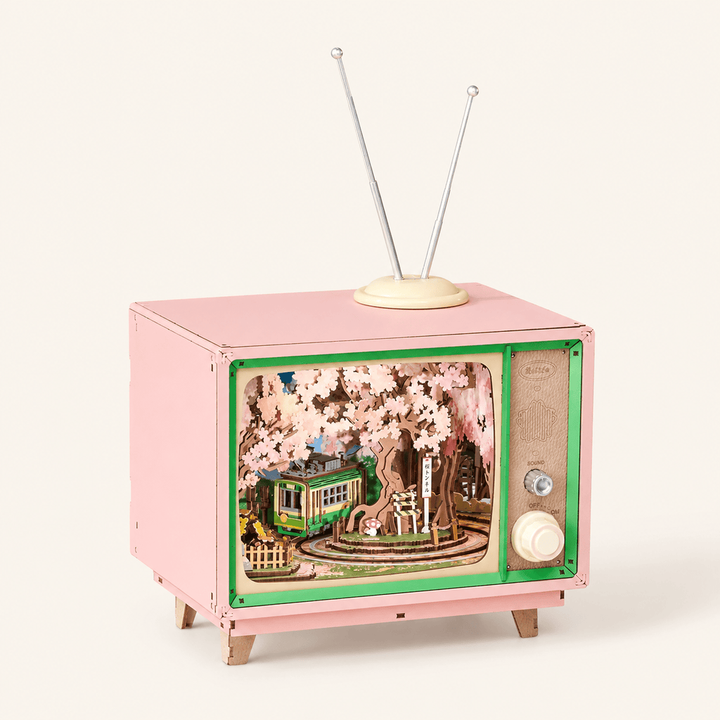 3D Wooden Puzzle Music Box Sakura TV DIY Kit Montessori & Toys