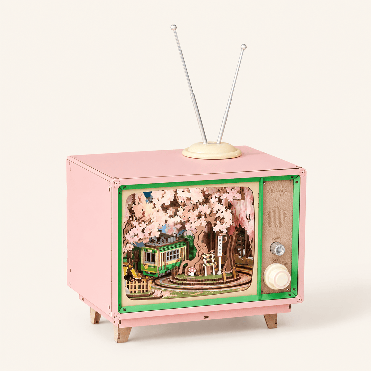 3D Wooden Puzzle Music Box Sakura TV DIY Kit Montessori & Toys