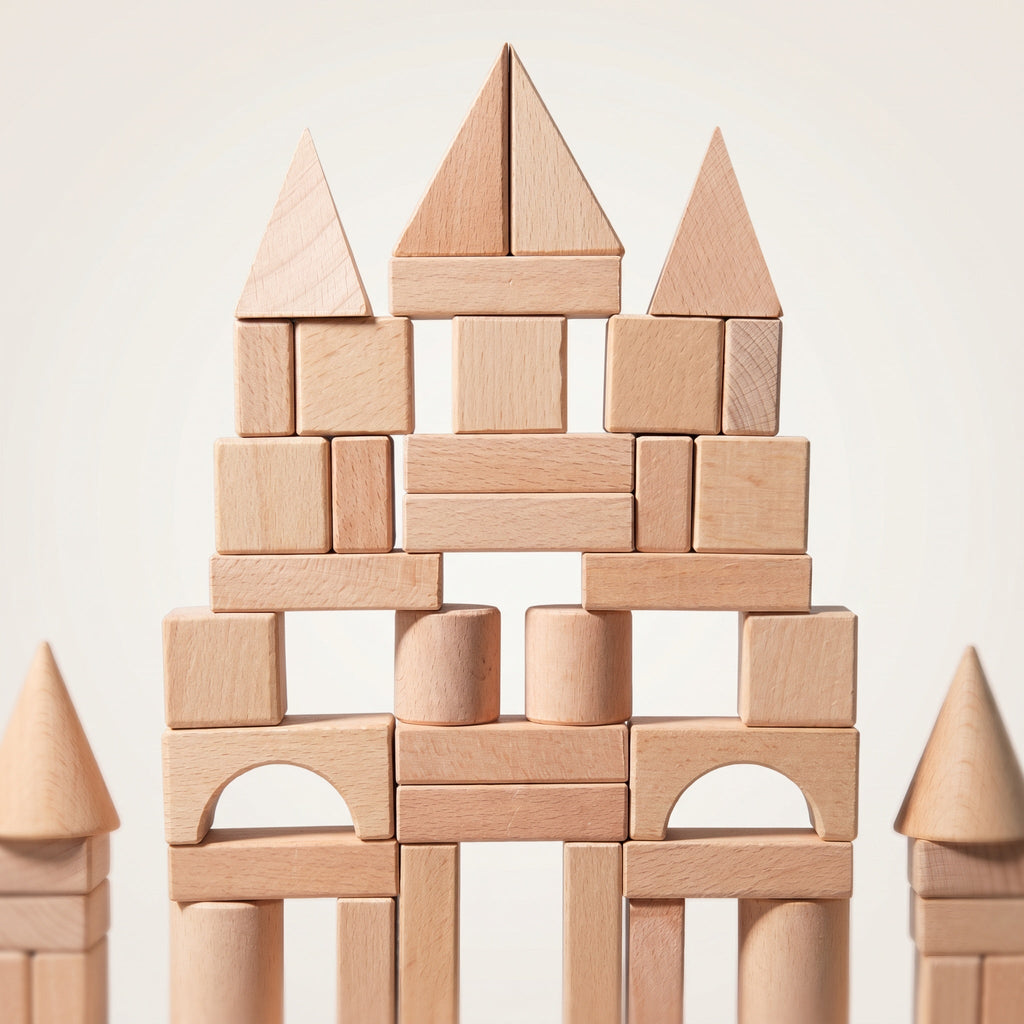 Montessori Building Blocks Made of Natural Wood