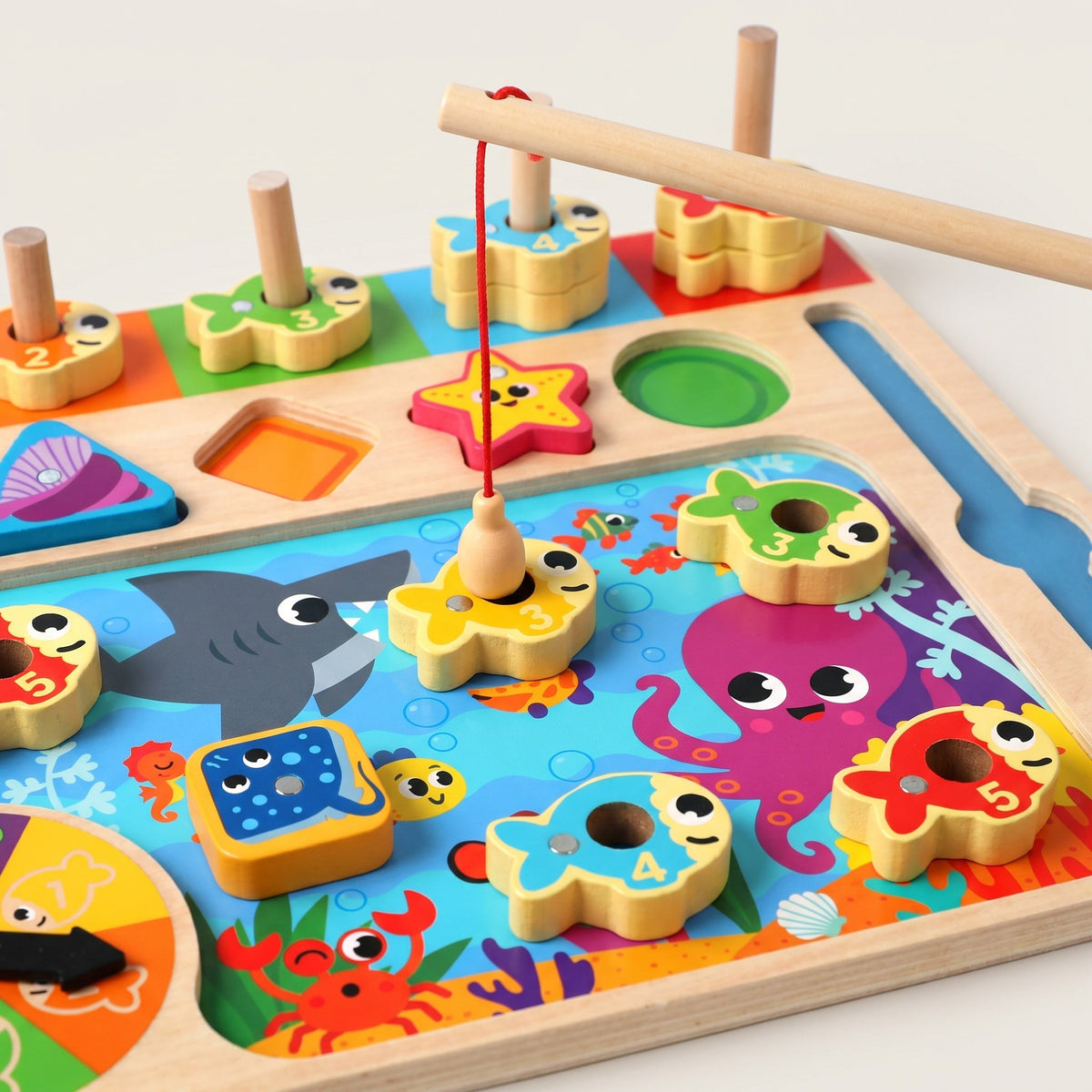 Montessori Wooden Fishing Game with Color Sorting