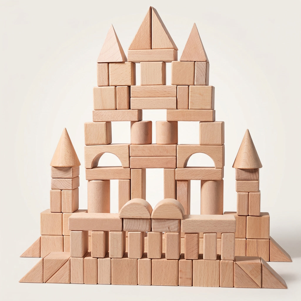 Montessori Building Blocks Made of Natural Wood