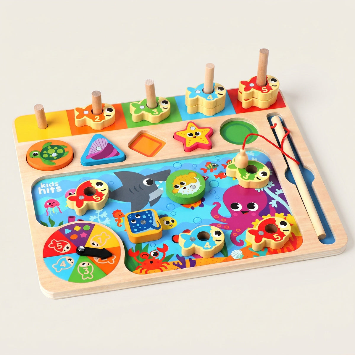 Montessori Wooden Fishing Game with Color Sorting