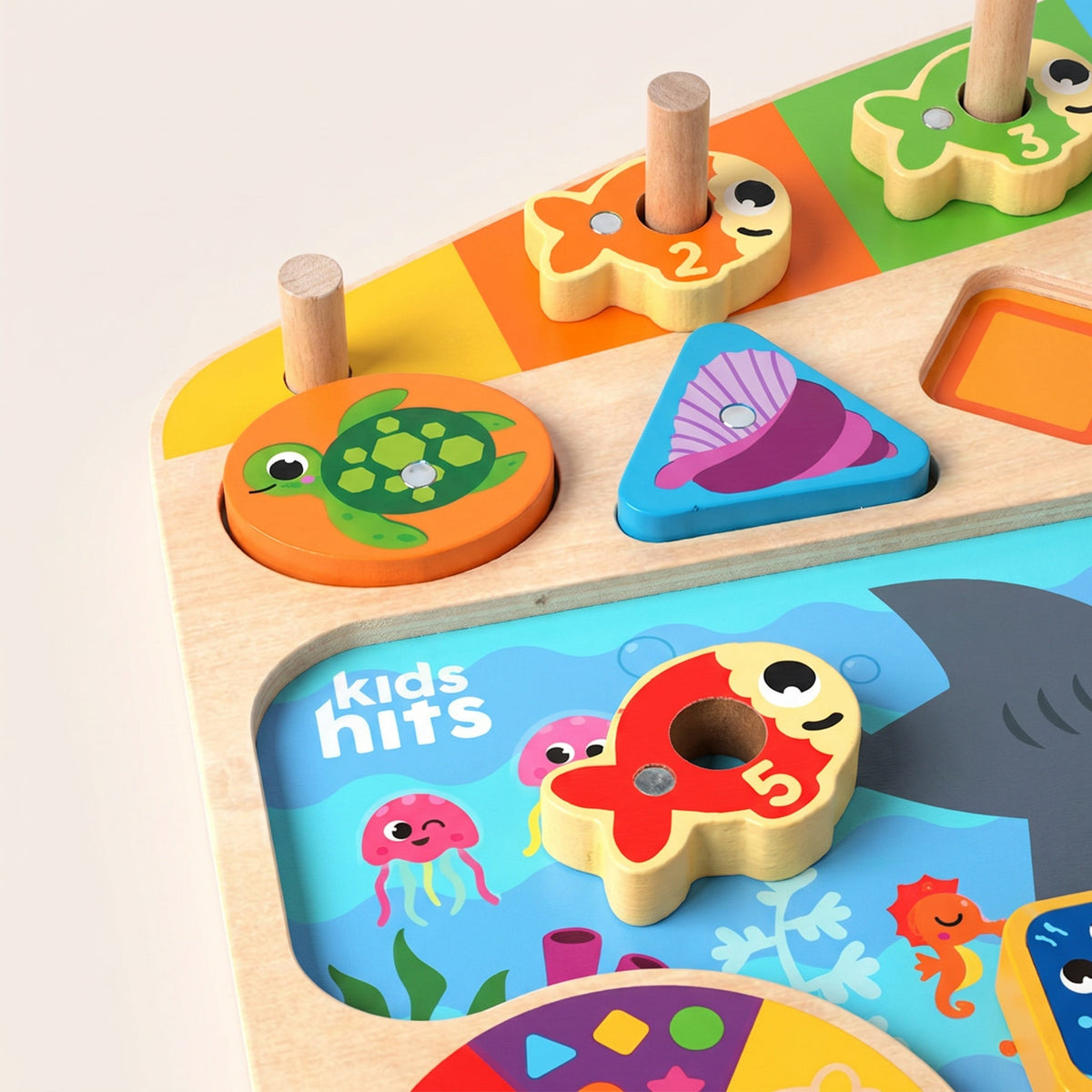Montessori Wooden Fishing Game with Color Sorting