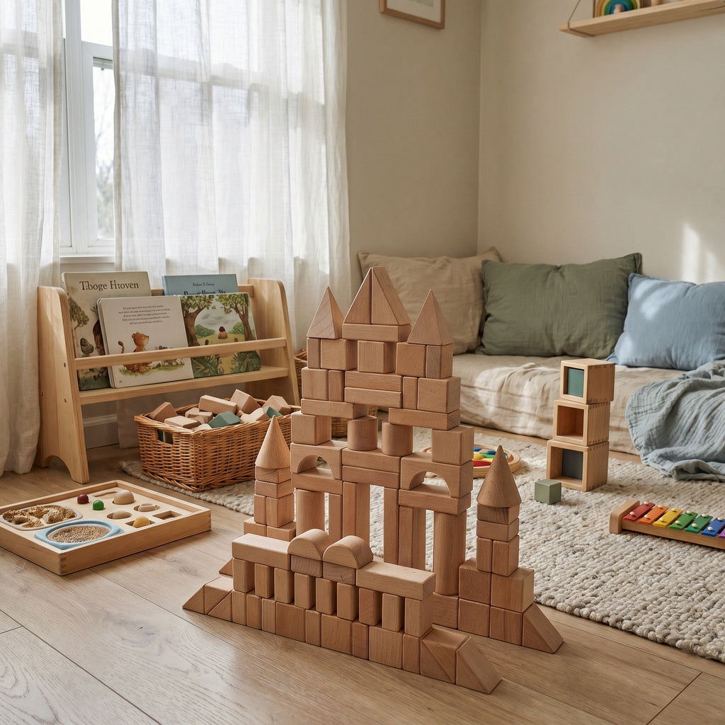 Montessori Building Blocks Made of Natural Wood