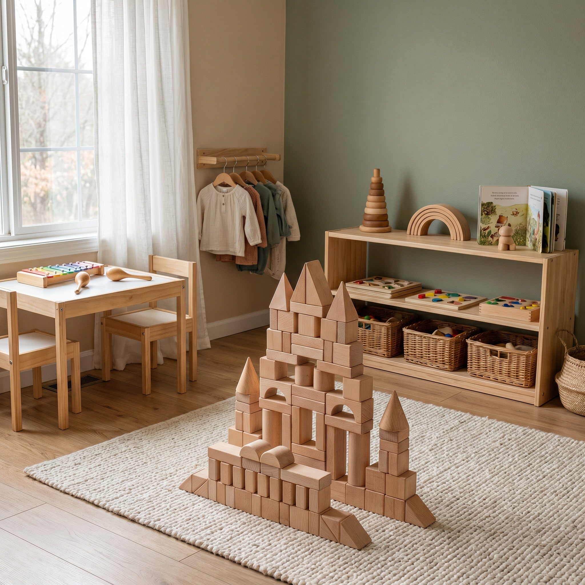 Montessori Building Blocks Made of Natural Wood