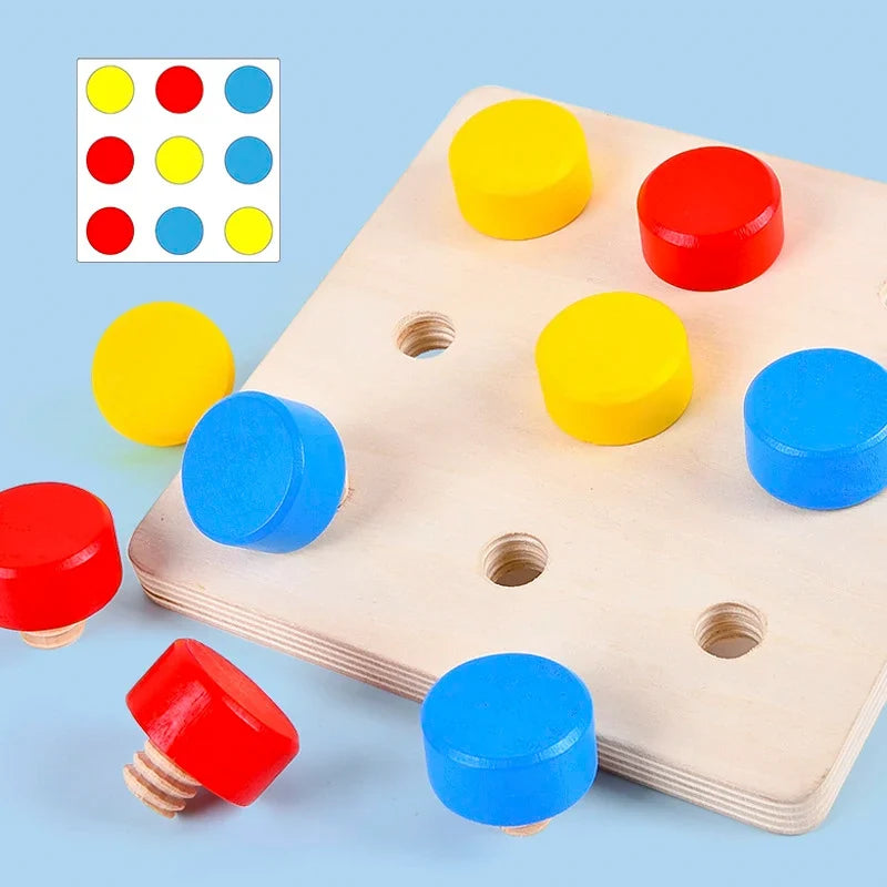 Wooden Montessori Game for Learning Numbers and Colors