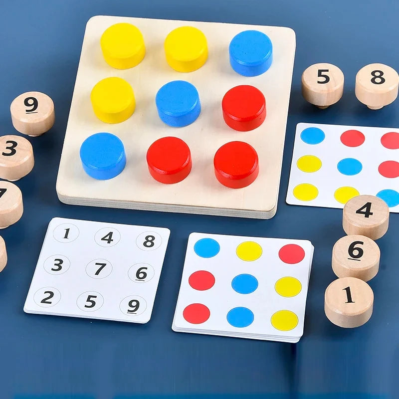 Wooden Montessori Game for Learning Numbers and Colors