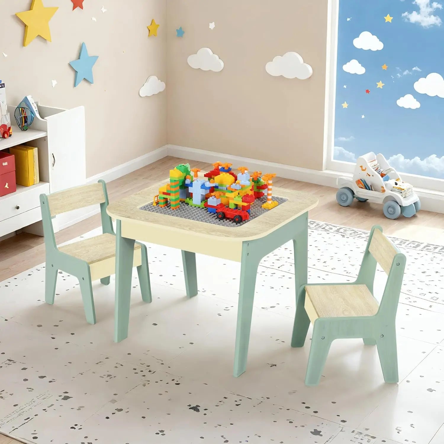 4-in-1 Montessori Activity Table with Chairs