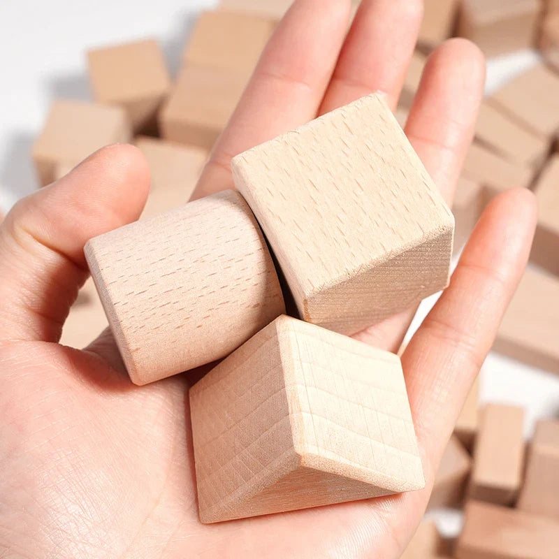 Montessori Building Blocks Made of Natural Wood