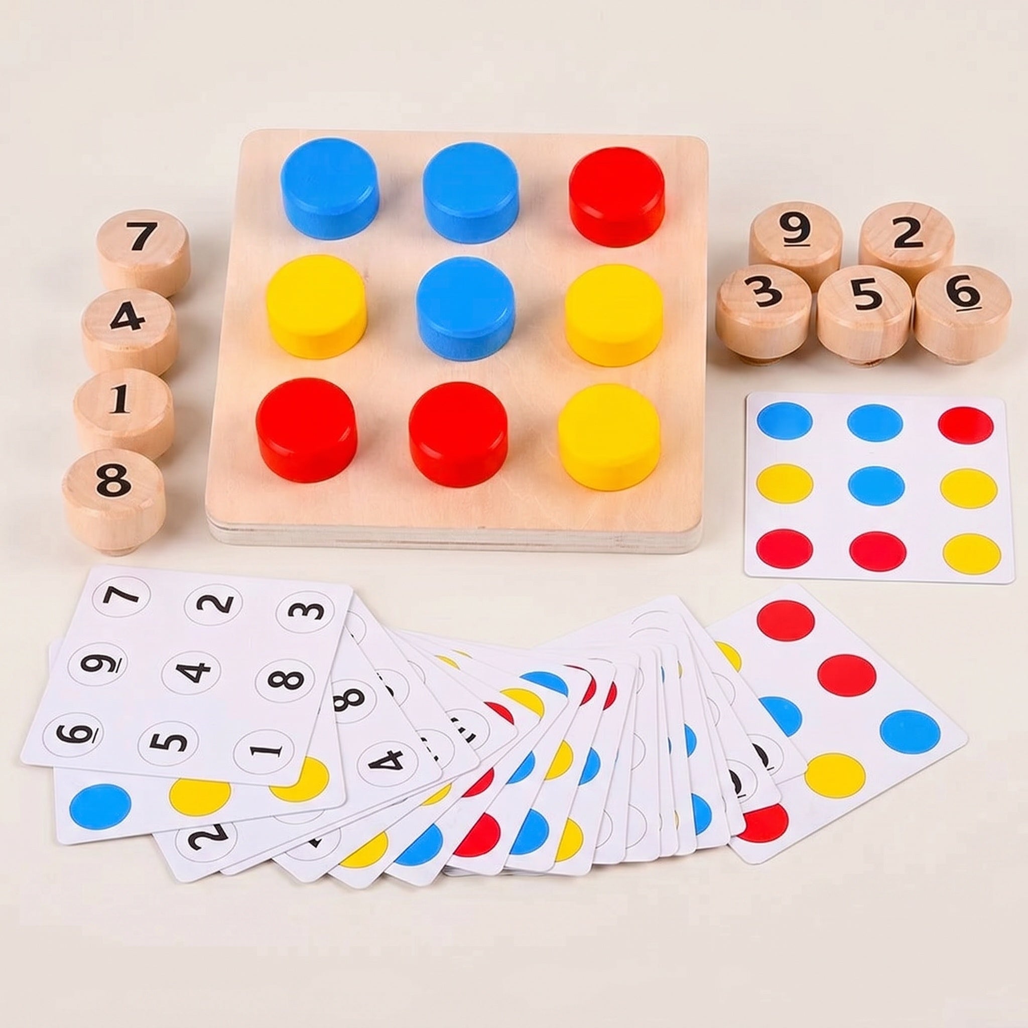 Wooden Montessori Game for Learning Numbers and Colors