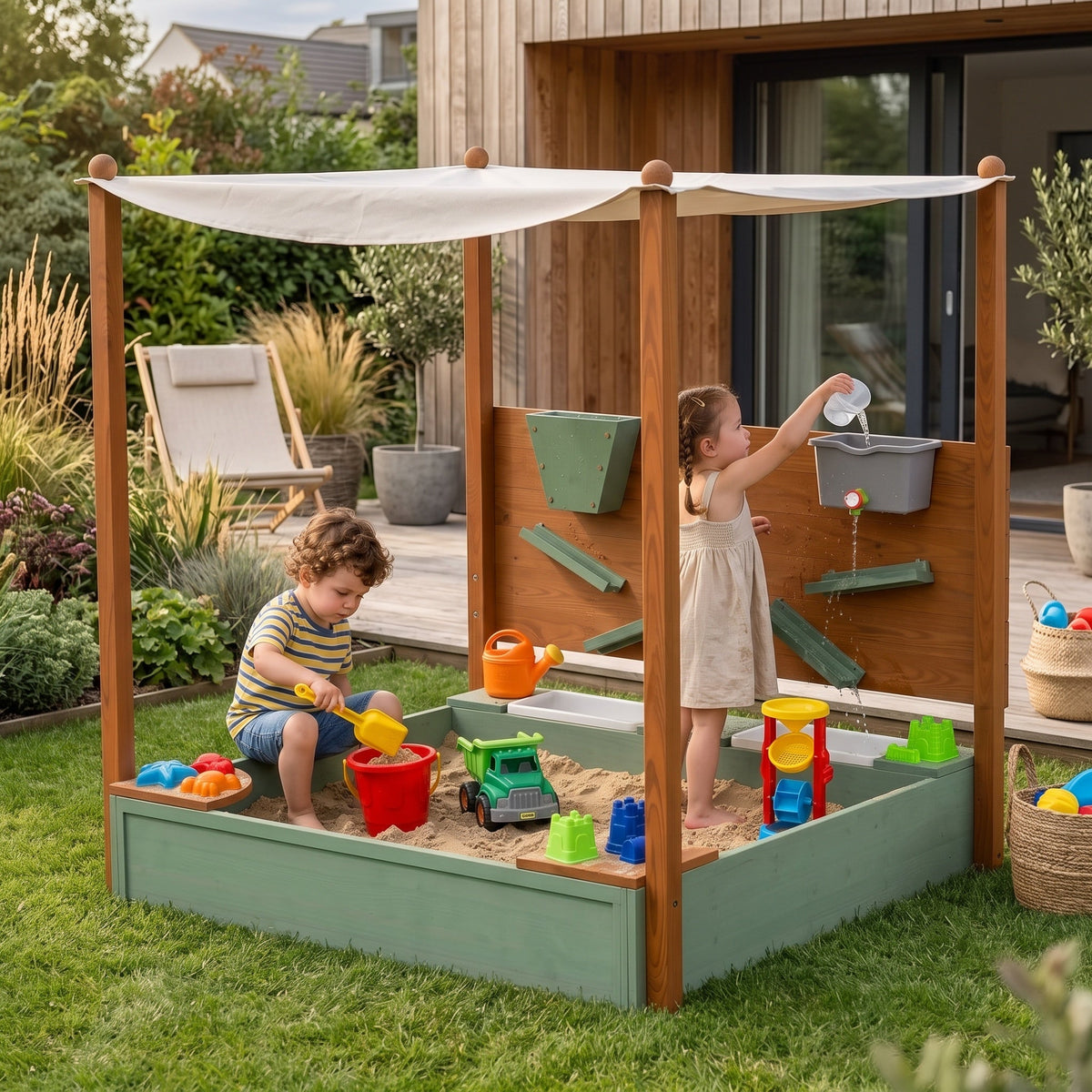 Montessori Sandbox with Water Play Set