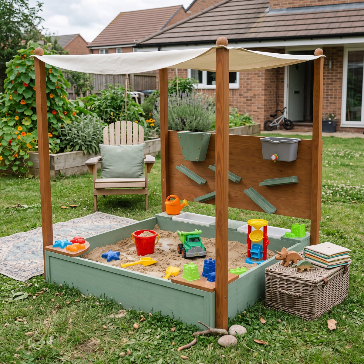 Montessori Sandbox with Water Play Set