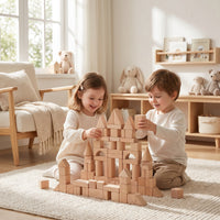 Montessori Building Blocks Made of Natural Wood