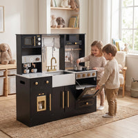 Wooden Montessori Kitchen with Sink and Storage