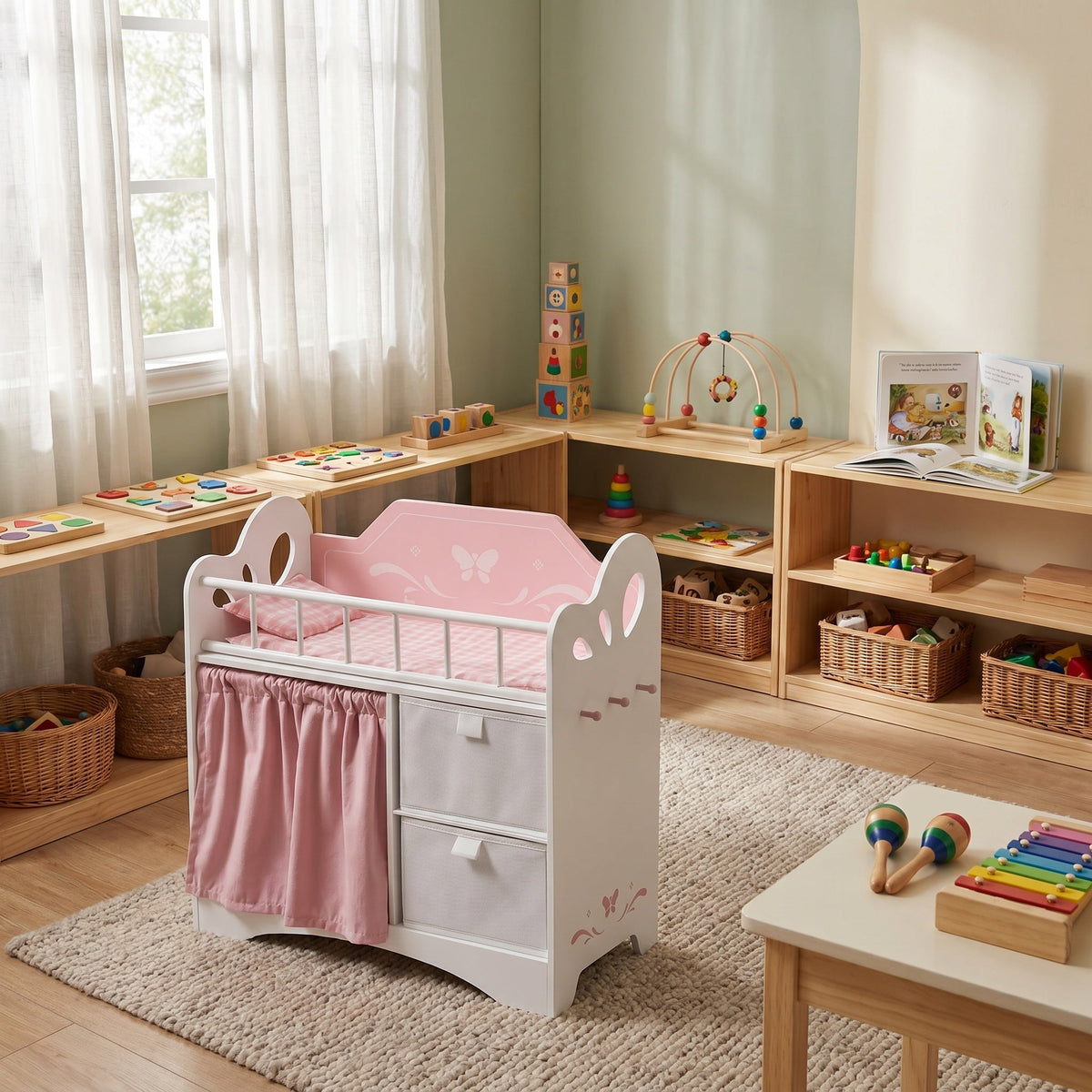 Montessori Doll Bed with Storage and Closet