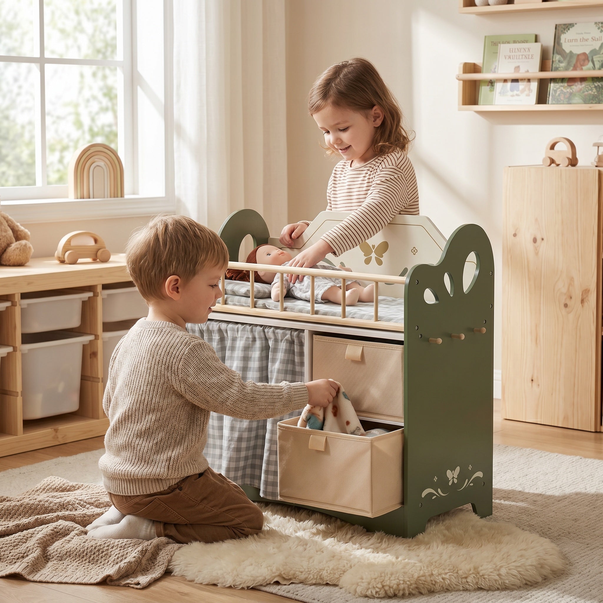 Montessori Doll Bed with Storage and Closet