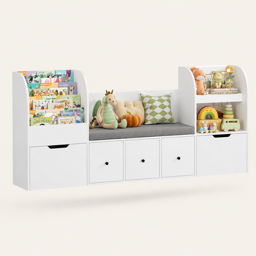 Kids Toy Storage 4 Tier Bench Fabric Drawers