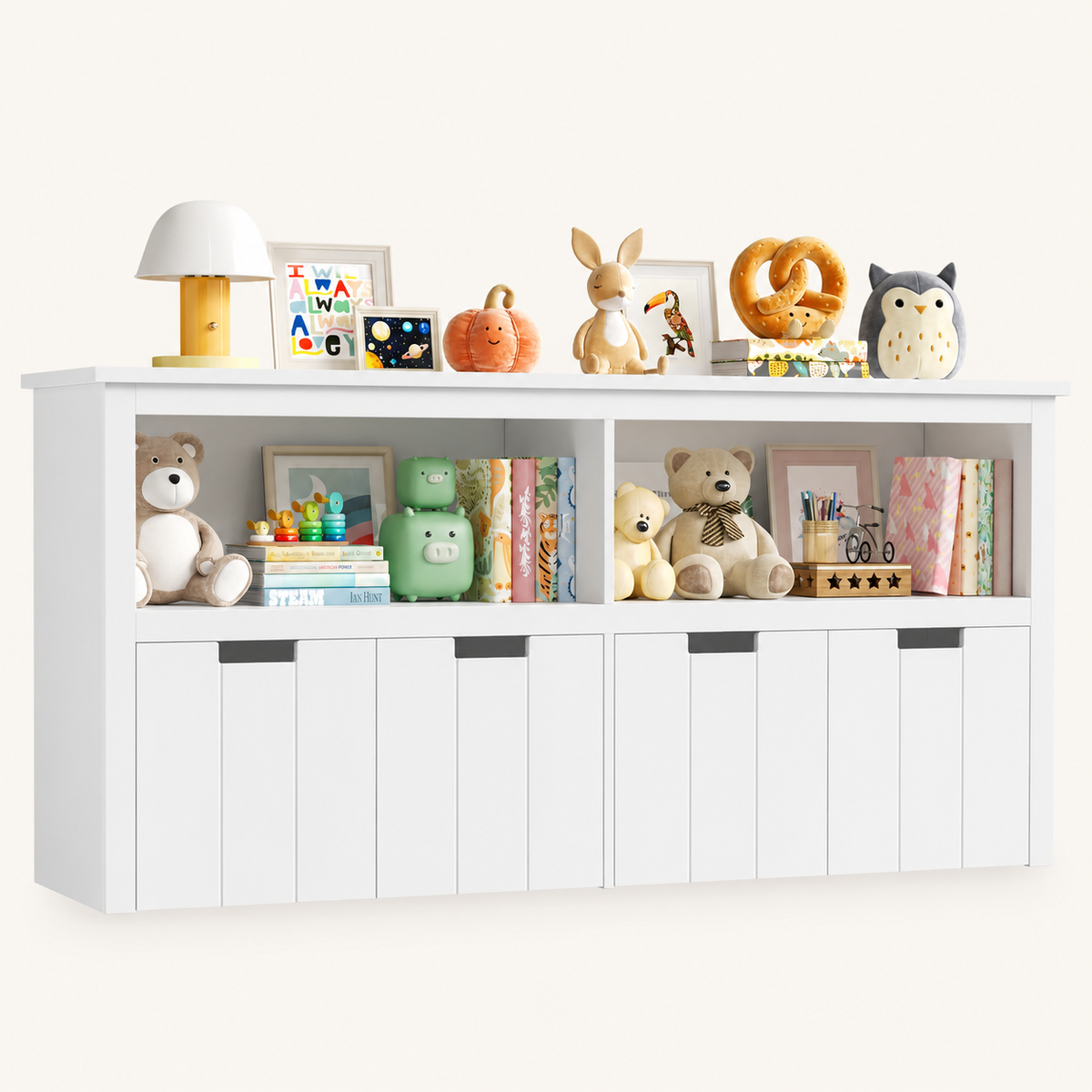 Kids Toy Storage Cabinet 4 Boxes on Wheels Montessori & Toys