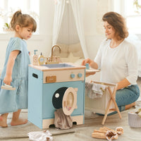 Kids Wooden Play Kitchen Full Set Blue Montessori & Toys