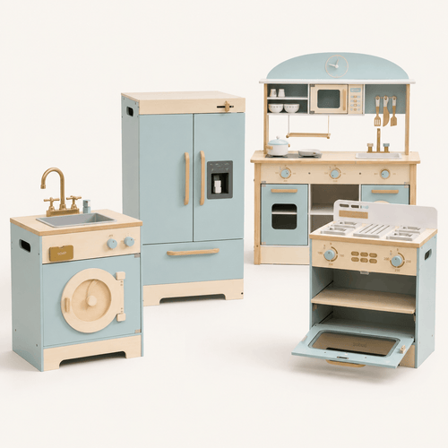 Kids Wooden Play Kitchen Full Set Blue