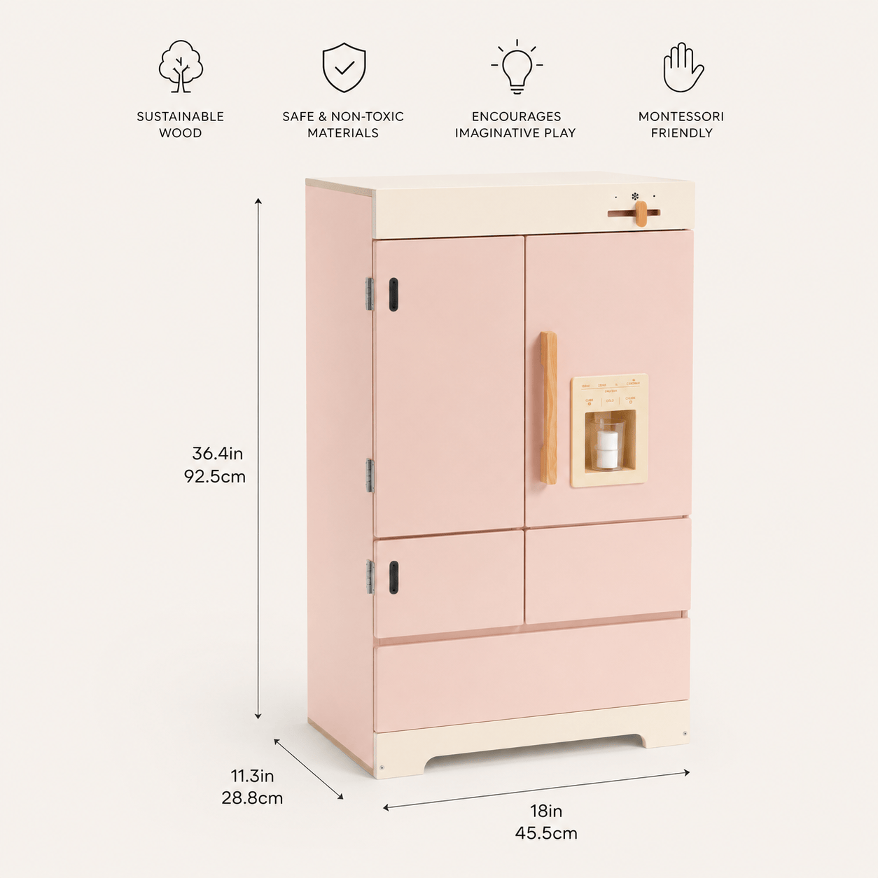 Kids Wooden Play Kitchen Full Set Pink Montessori & Toys