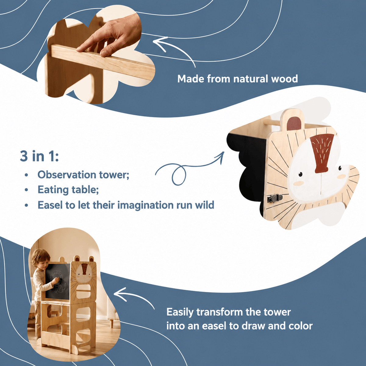 Montessori 3-in-1 Learning Tower L'atelier Montessori