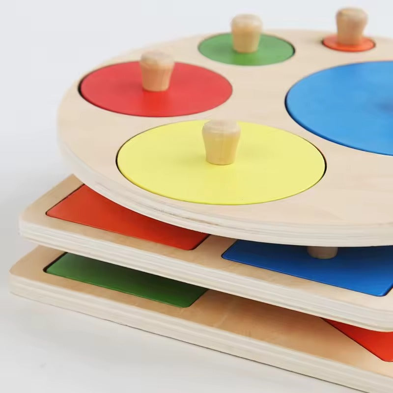 Montessori Geometric Shapes and Colors Puzzle L'atelier Montessori