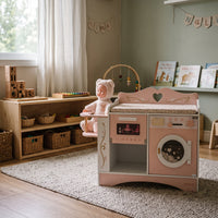 6-in-1 Wooden Changing Table for Montessori Dolls