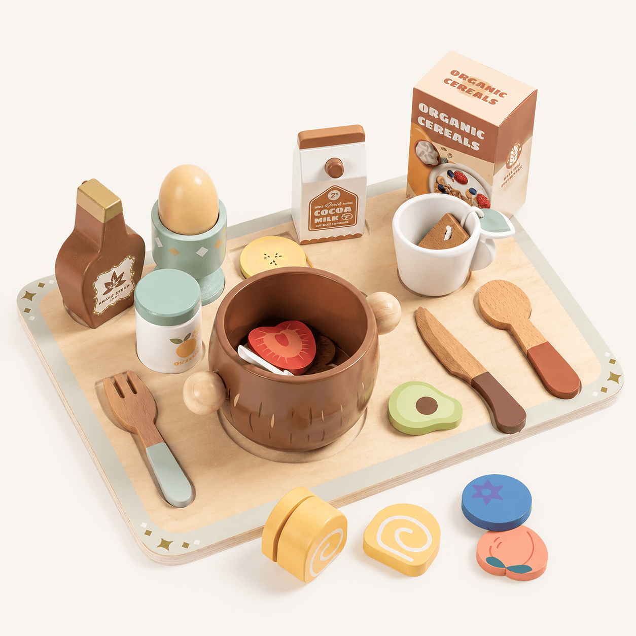 Wooden Breakfast Play Food Set Kids Toy Montessori & Toys
