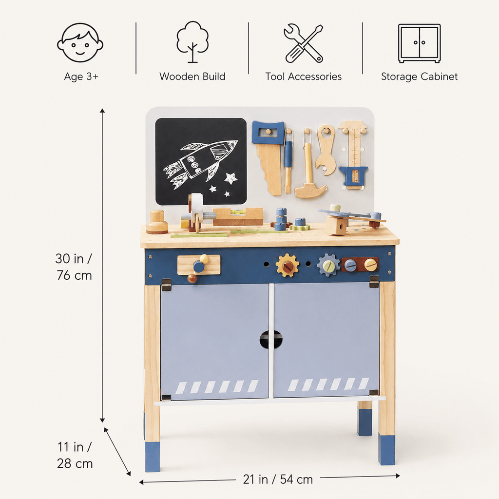 Wooden Toy Workbench Set for Kids Montessori & Toys